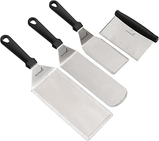 Exklusives Grillwender Set aus hochwertigem Edelstahl - BBQ Grillset in erstklassiger Qualität für Hamburger & Braten - Bratenwender und Bratenheber für Indoor und Outdoor