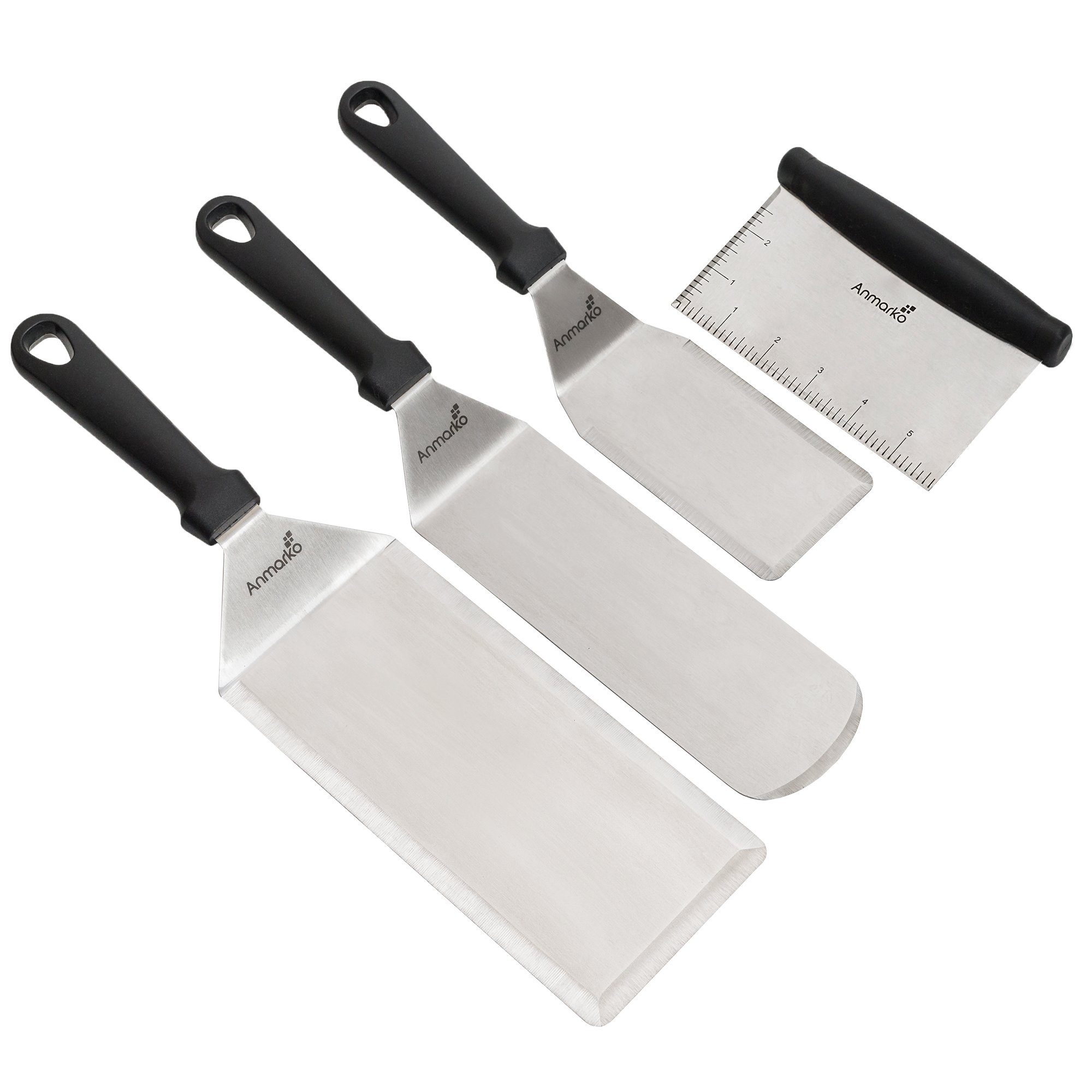 Stainless Steel Metal Spatula Set - Griddle Scraper Flat Spatula Pancake Flipper Hamburger Turner - Metal Utensil Great for BBQ Grill Flat Top Cast Iron Griddle Accessories - Commercial Grade