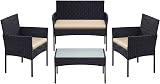 SONGMICS Garden Furniture Set Polyrattan Outdoor Patio Brown Taupe GGF002K01