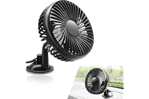 Sephile 1 PC Mini Car Dashboard Fans with Suction Cup, 360 Degree Rotatable Design, Three-speed Regulation, Universal Automotive Interior Auxiliary Cooling Accessory with USB Wire (Black)