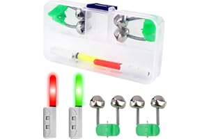 CASTSTRIKE Fishing Bite Alarm Kit Clip On LED Light Rod Tip Strike Alert Night Fishing Twin Bell Indicator Loud Sound Easy to Use for Freshwater Saltwater Pier Shore Boat Kids Beginner with Tackle Box