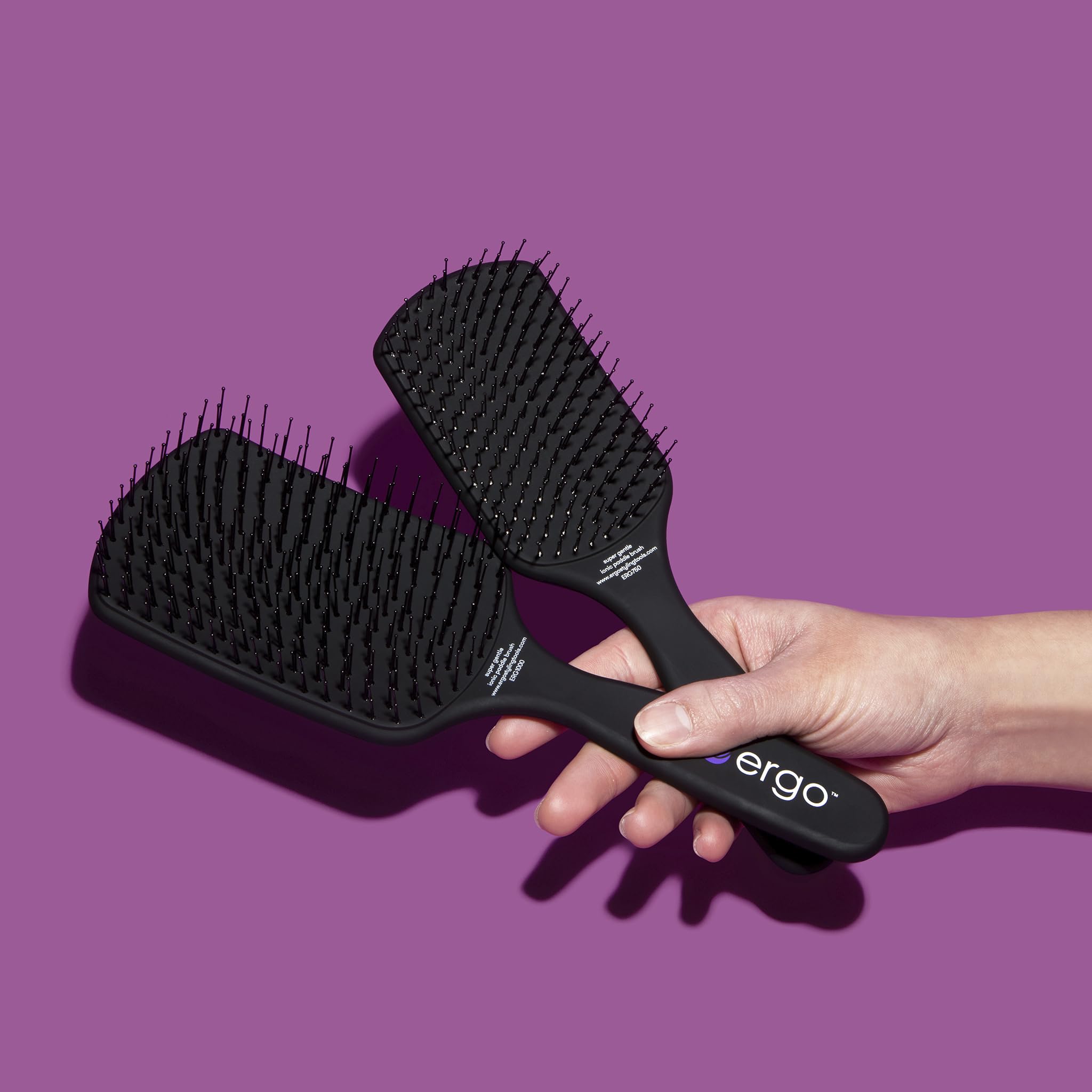 Ergo Super Gentle Mini Paddle Brush for Blow Drying - Hair Brushes for Women with Thick or Thin Hair - Dual Hairbrush for Women - Detangler Hair Brush - Gently Detangles Curly or Wet Hair - ERG750