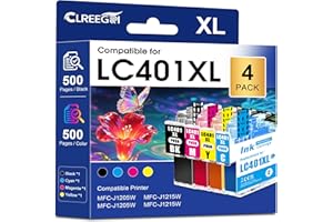 Compatible LC401XL LC401 MFC-J1010DW High Yield Ink Cartridges Replacements for Brother LC401XL Ink Cartridge BK C M Y Used f