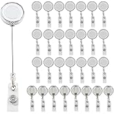 Rierdge 30 Pack Retractable Badge Reel, Transparent Badge Holder with Swivel Clip for Doctors, Nurse, Teachers, Students, Office Workers