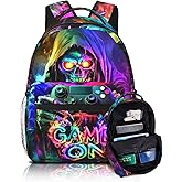 Nebrpio Gaming School Backpack for Boys Game Boys Backpack for Kids Children Teens Elementary Middle School Students Ages 6-18 Video Game Bookbag Travel Back Pack