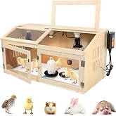 Intelligent Chicken Brooder Box for Chick with Smart Thermostat 32" Wide | Large Wooden Chick Brooder Box with Heating Lamps, Sliding Drawers &amp; Door Handle for Hamster Chicks Duck Indoor Outdoor