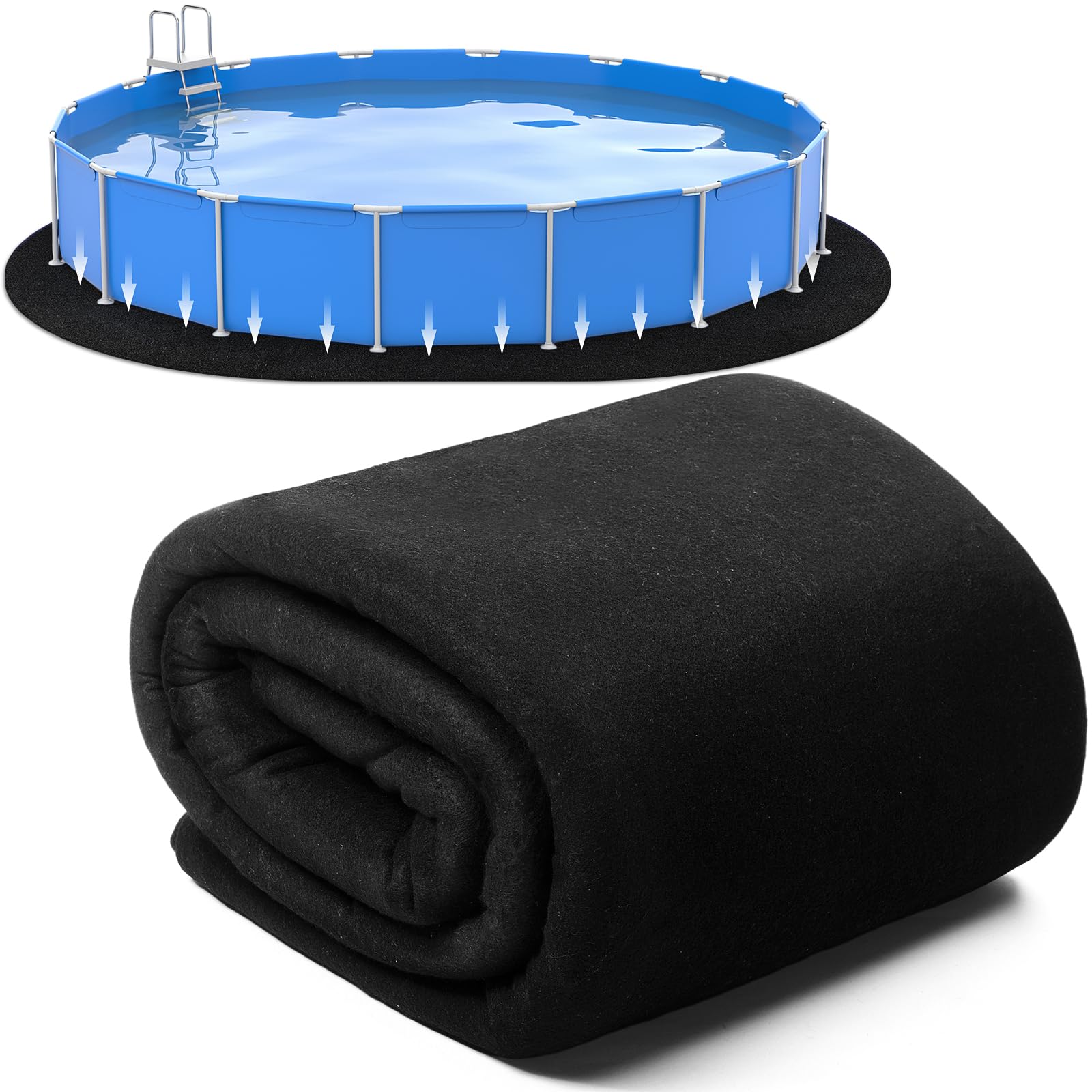 Photo 1 of Tinideya Oval Pool Liner Pad Strong Durable Puncture Resistant Floor Mat Polyester Geotextile Above Ground Pool Accessories Delicate Floor Pad for Swimming Pools Bath, Black(12 x 24 ft)