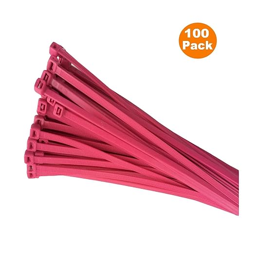 100 x Fluorescent Pink Cable Ties 200 x 4.8mm / Extra Strong Zip Tie