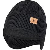 Ocatoma Winter Beanie with Earflap for Men Women Soft Warm Knit hat Fleece Lined Beanie Stocking Cap Outdoor Unisex