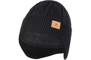 Ocatoma Winter Beanie with Earflap for Men Women Toque Soft Warm Knit hat Fleece Lined Hats Stocking Cap Unisex