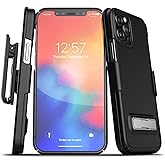 Slimline Series Belt Case with Kickstand - Designed for iPhone (Ultra Thin) Fitted Cover with Holster Clip (Black) (iPhone 12 Pro Max)