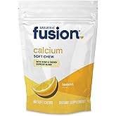 Bariatric Fusion Bariatric Calcium Supplement Chews | Calcium Citrate with Vitamin D3 Bariatric Vitamin | Sugar Free Chewable | 500mg | Lemon | 60 Count