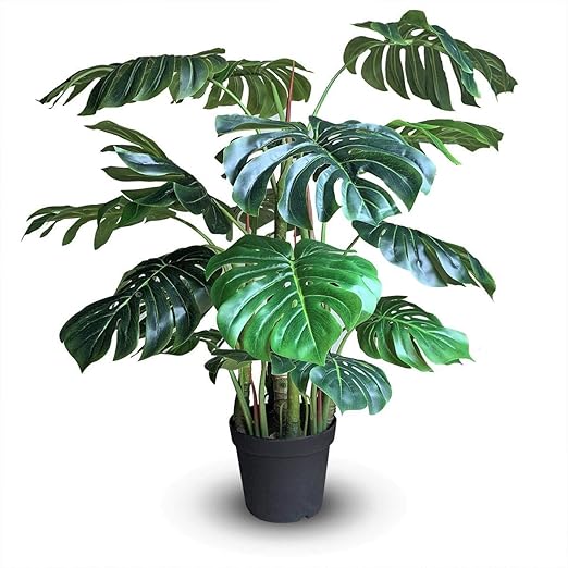 Haus And Sage Artificial Tree For Home And Office Decor Monstera Deliciosa Floor Palm 47 X 39 Benefits Of Realistic Indoor Fake Plants