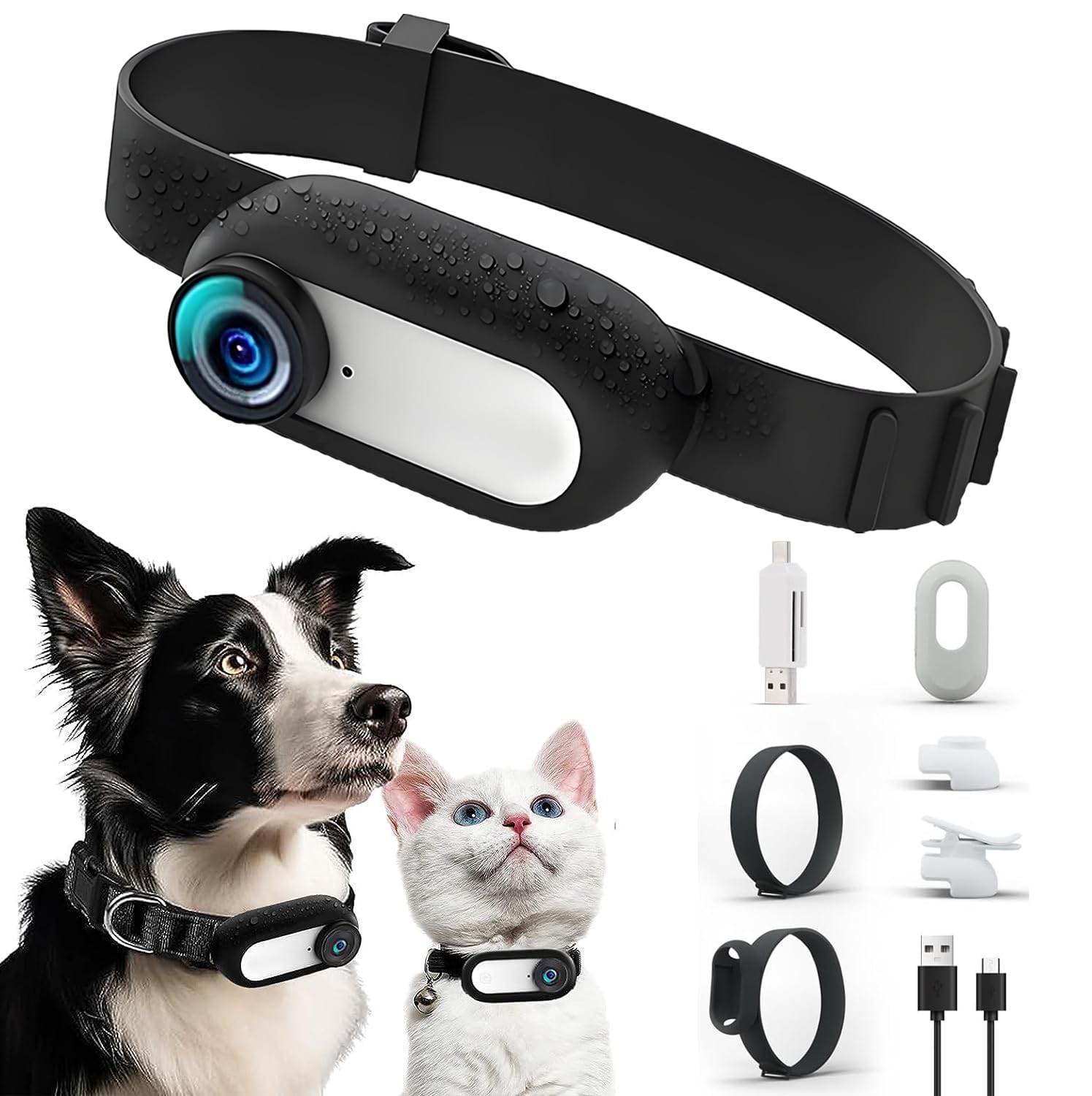 Denash 4K Cat Camera Collar, HD 1080P Wide Angle Waterproof LCD Display, Ultralight Cat Camera with Video & Photo Function for Dogs Cats Gift Indoor/Outdoor Puppy Supplies