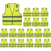 Lavori-AK Safety Vests 20 Pack Bulk - Yellow Reflective High Visibility Construction ANSI Class 2 Work Vests for Men,Woman,Hi Vis Mesh and Neon Silver Strip