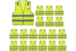 Lavori-AK Safety Vests 10 Pack - Yellow Reflective High Visibility Construction ANSI Class 2 Work Vest for Men,Woman,Hi Vis Vest Mesh and Neon Silver Strip
