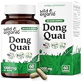 Wild & Organic Dong Quai Capsules 1000 mg - Menopause Supplements for Women - Dong Quai Root Supplement - 30-Day Supply - Traditional Angelica Sinensis Herb - Non-GMO, Vegan - 60 Count