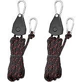 Keovoker 2Pack Ratchet Tie Down Straps, 16Ft 3/8" Adjustable Rope Rollers, Heavy-Duty Pulley System, Tightener for Shade Sails, Hoist for Lifting Gear, Outdoor Utility, 250lb Load Limit
