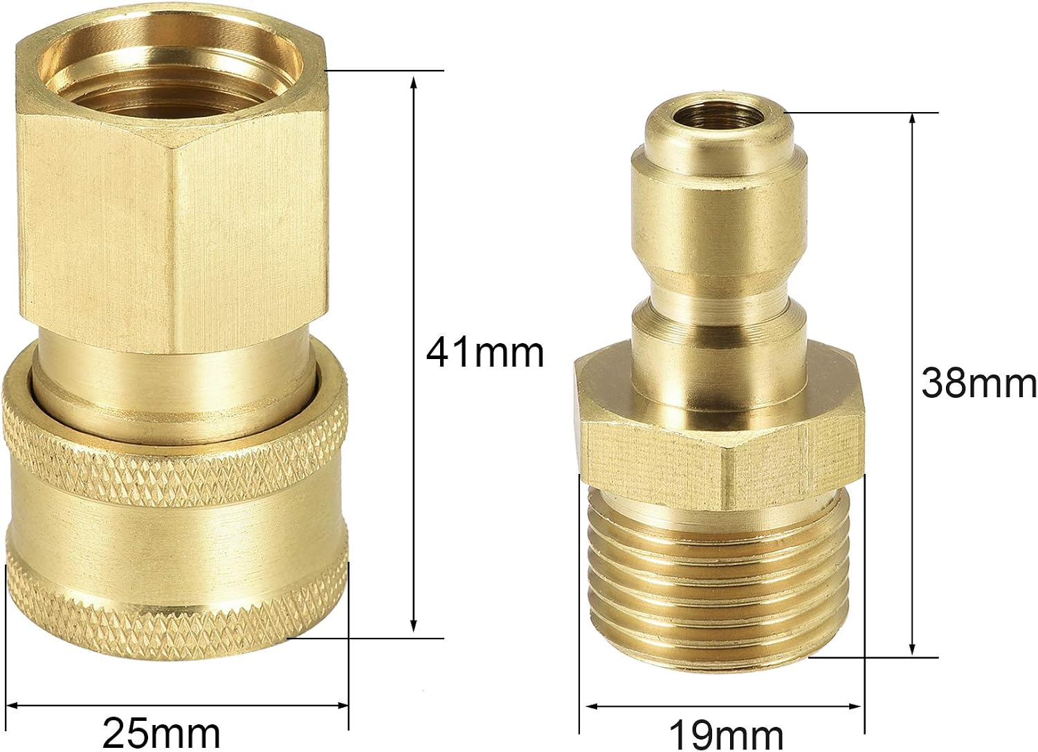 sourcing map Garden Hose Brass Quick Connectors Set Fittings M18x1.5 Male & Female Thread Water Hose Connectors Pressure Washer Adapter - Image 3