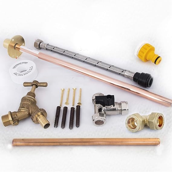 Messing Außenwasserhahn Set - Gartenarmatur Mit Schnellverbinder Für Wandmontage