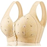 FHTECO Daisy Bras for Older Women Floral Plus Size Bra Wireless Front Closure Bras for Senior Daisy Comfort Tshirt Bra