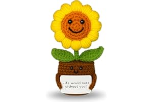 SACHPER Pickle Buddies Positive Sunflower Cheerful Brighr - Handmade Emotional Support Crochet Gifts Emotional Support Plush Crochet Positive Desk Decor for Anxiety & Stress Relief