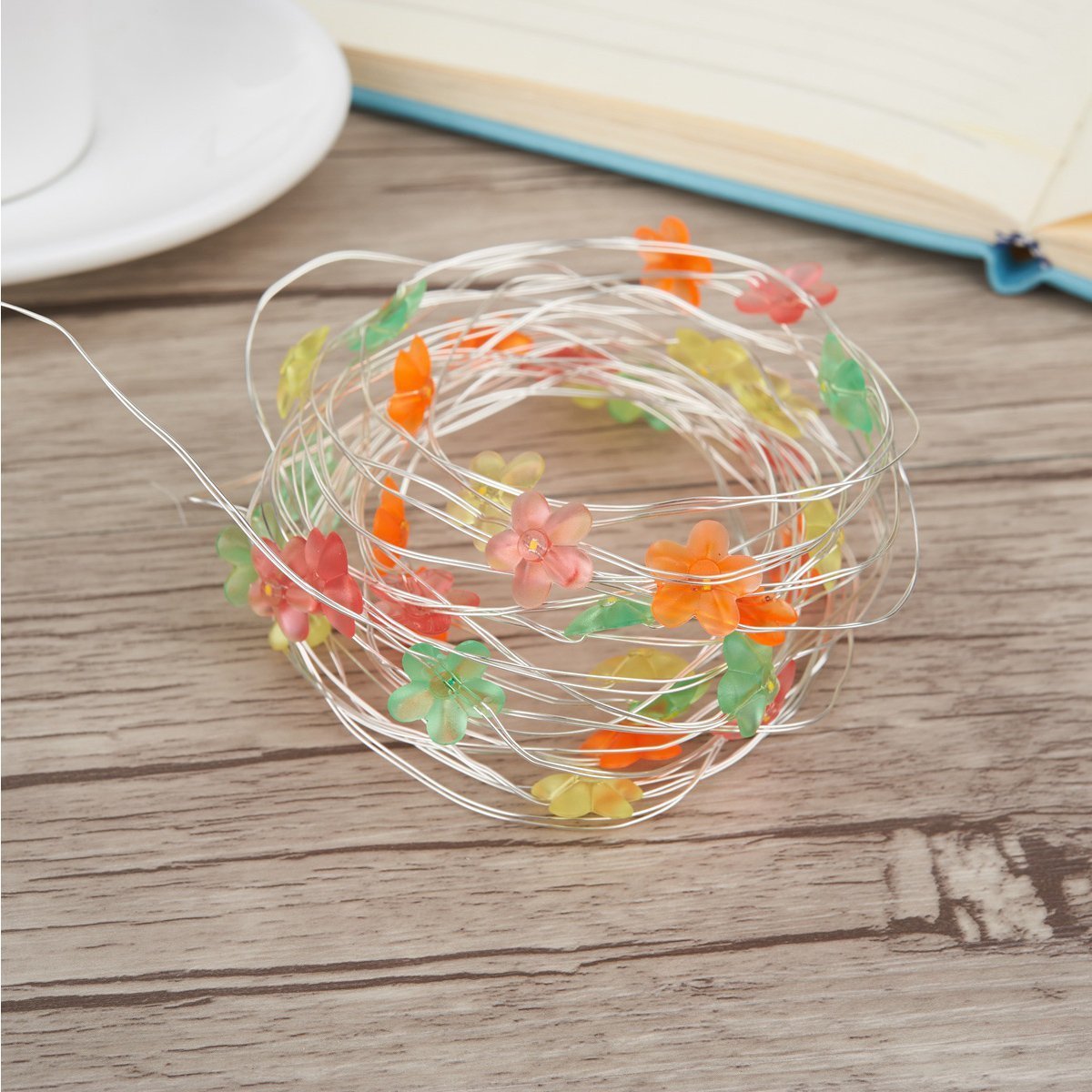 YMING Decorative Fairy Lights, USB 19.6ft 40 LEDs Flower String Lights Waterproof Festival Starry Twinkle Lights For Bedroom Indoor Outdoor Christmas Party (multicolor flower)