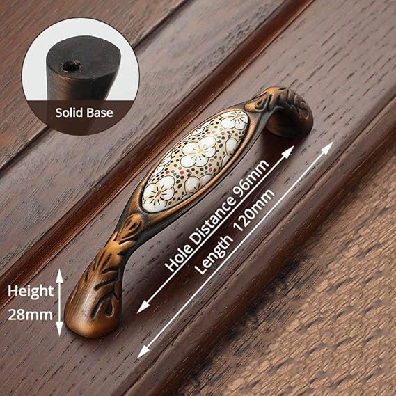 Tiradores de gabinete de cerámica de bronce antiguo Tiradores de