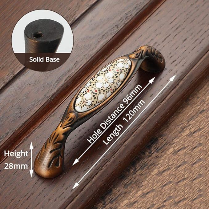 Tiradores de gabinete de cerámica de bronce antiguo Tiradores de