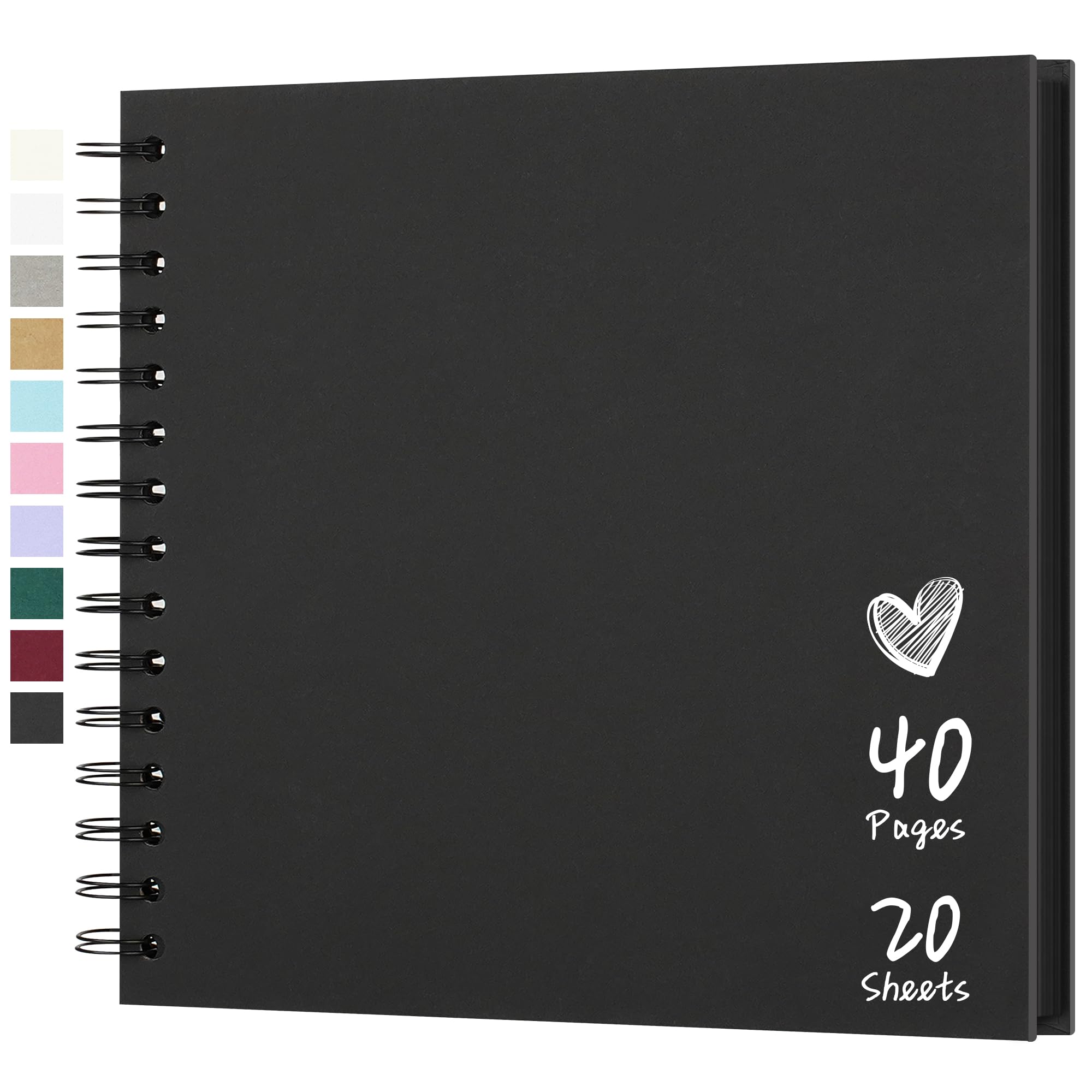 Hiwhy Scrapbook 8x8 Inch DIY Scrapbook Album Hardcover Kraft Paper Scrap Book Photo Albums 20 Sheets Memory Book for Family Wedding, Black