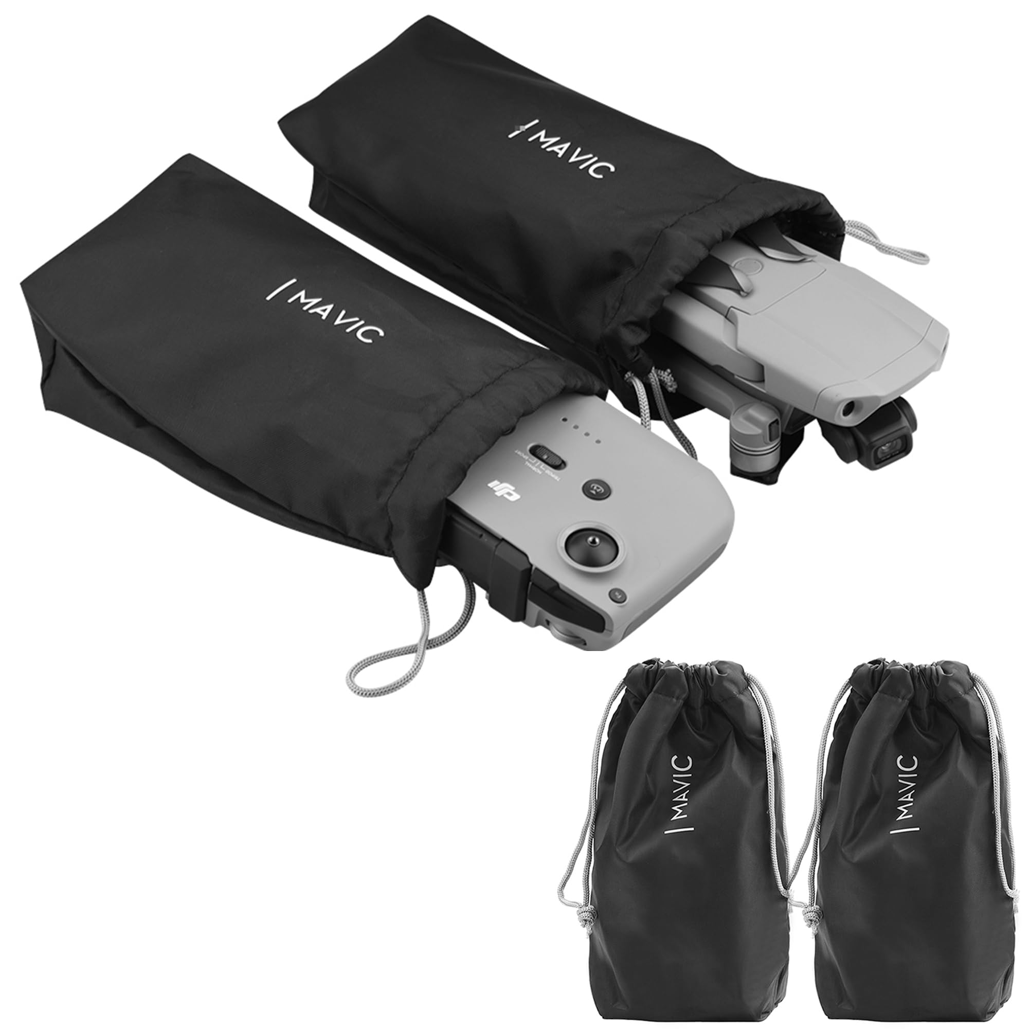 Photo 1 of Linpr 2PCS Drawstring Pouch for DJI Mavic Air 3/Air 2, Mini 3/4 Pro/4K/2 SE & RC/RC 2, Protective Sleeve for Drone Accessories, Soft Waterproof Storage Bag