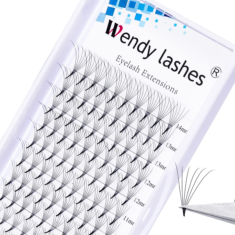 Pre Made Fans Russian Lashes 6D 0.07mm C Curl Mixed Length 8-14mm Premade Volume Eyelash Extensions Middle Tap Pre Fanned Volume Lashes Extension(6d-0.07-c-mix8-14) — image 1