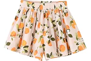 BINIDUCKLING Toddler Girls Floral Pleated Skirt-Like Shorts Wide-Leg Flowy Skorts Kids Summer Clothes 2-9 Years