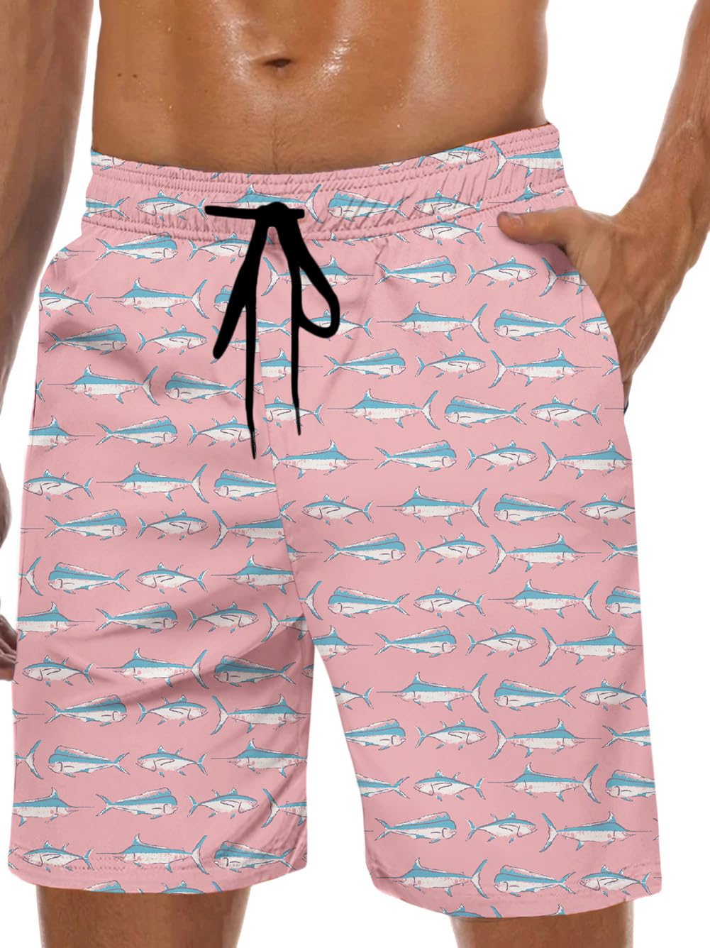 Lzzidou Men's Swim Trunks 8 Inch Inseam Mesh Lining
