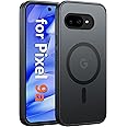 FNTCASE for Google Pixel 9a Case: Magnetic Translucent Matte Shockproof Slim Cell Phone Cover - Military Grade Drop Proof Hard Back Anti-Fingerprint Protective Case (6.3 Inch/Black)