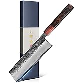 kanngou 7 inch Nakiri Knife Japanese Chef Knife, AUS-8 Alloy Steel Vegetable Japanese Cleaver with Red Sandalwood and Eboy Wood Handle, Chopping Knife with Premium Gift Box (WA Series)