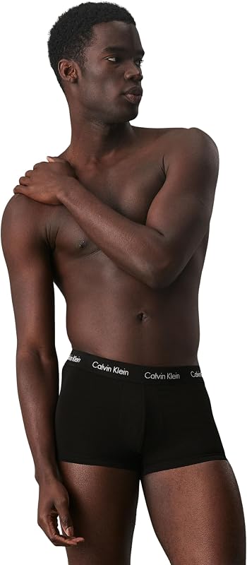 Uomo Pantaloncini Boxer Vita Bassa Confezione da 3 Intimo, Nero (Black W Black WB), M — foto 3 di 6