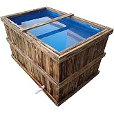 MOGUOBIN Above Ground Pond,Solid Wood Frame Above Ground Fish Pond,Koi Pond | Koi Tank with Drain Valve,Canvas Turtle Pool,Wooden Aquarium for Koi Carp or Hydroponic Cultivation 47*31.5*27.5in / 137Gal