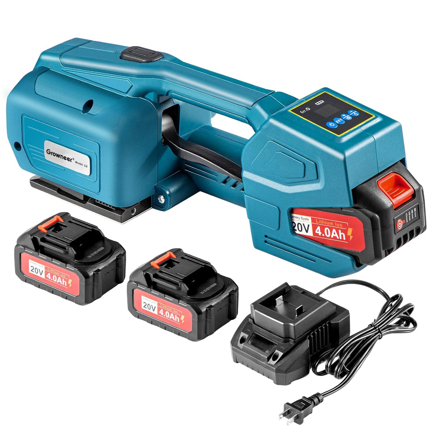 Photo 1 of GROWNEER Electric Strapping Machine with LCD Screen, Automatic Portable Strapping Tool for 0.51"-0.63" PP PET Straps, 2 x 4000mAh Batteries, Digital Display Tensioner for Packaging Boxes and Pallets