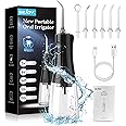 Water Flosser Cordless Rechargeable, 350ML Tank 5 Modes 8 Jet Tips, Water Flossers for Teeth Cleaning and Flossing, Dental Oral Irrigator for Home and Travel, IPX7 Waterproof