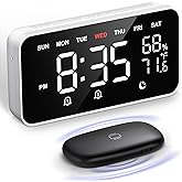 Dekala Bed Shaker Loud Alarm Clock for Heavy Sleepers Adults, Vibrating Dual Alarm Clocks for Bedrooms, Large Display Auto Dimmer,Temperature &amp; Humidity Detect, 7-Day Programmable, Ideal Gift