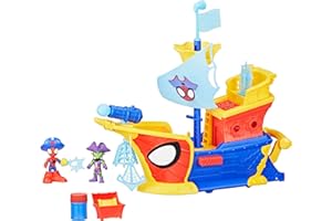 SPIDEY AND HIS AMAZING FRIENDS Marvel Water-Webs Webs Ahoy Bubble Pirate Ship Toy, 3-Inch Action Figures & Boat Playset, Super Hero Toys,, Ages 3+