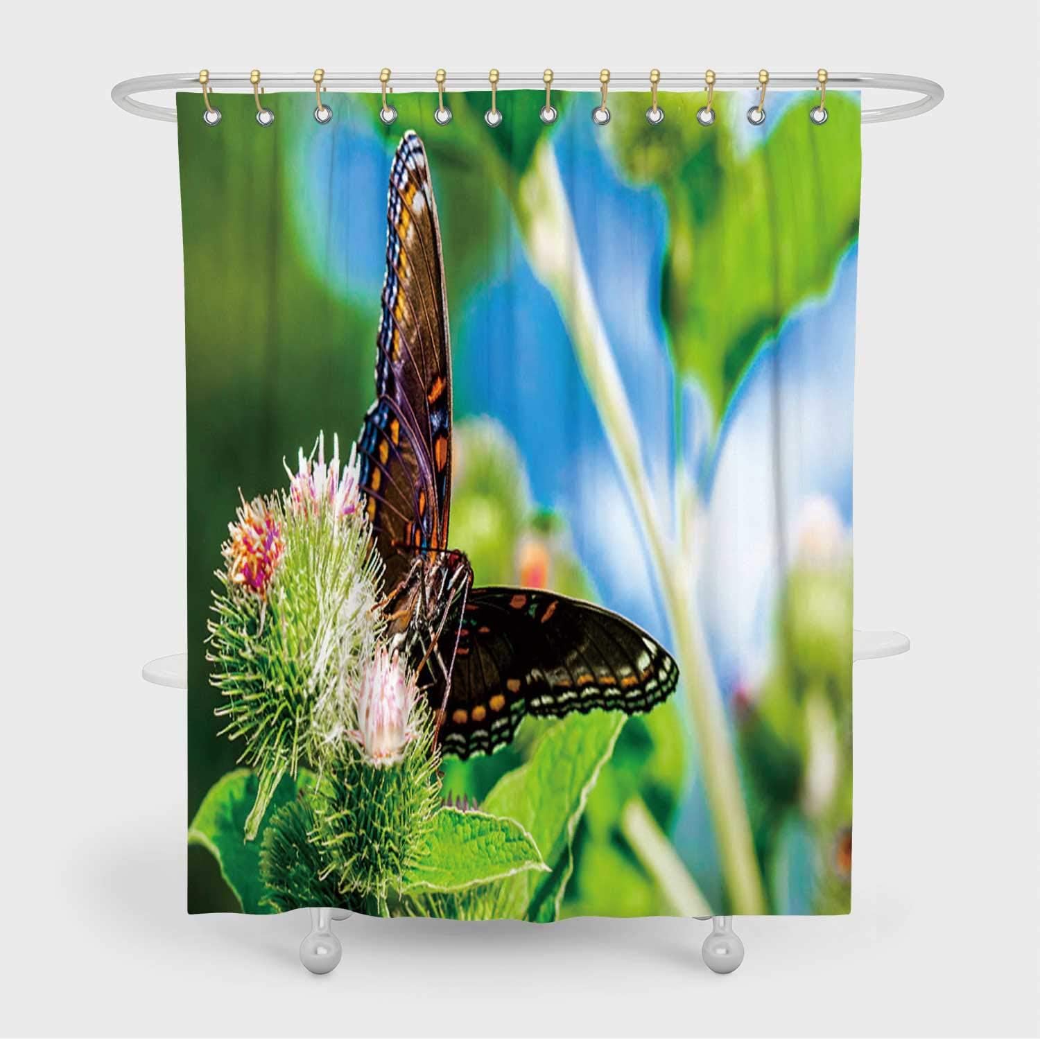 ALUONI Red Spotted Admiral Bathroom Decor Set,173801 for Bathroom Decor,71x59in(WxH)