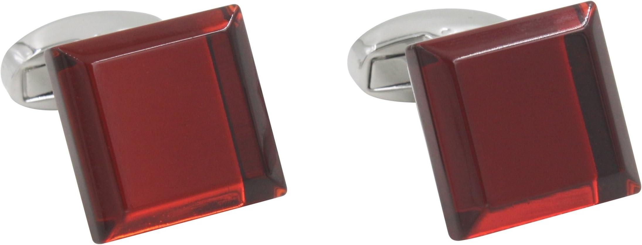 AUSCUFFLINKSRuby Anniversary Wedding Cufflinks | Bevelled Edge Red Cuff Links for Men | Inc Cufflinks Box