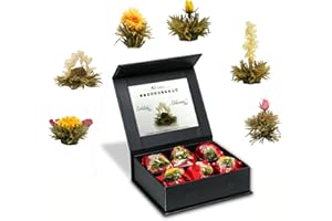 Creano Blooming Tea Mix 6pcs Flowering Tea White Tea in Elegant Magnetic Box with Silver Embossing