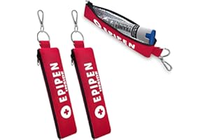 ICIMBI 2-Pack EpiPen Carry Case Insulated,Red Epipen Holder Bag with Carabiner-for 1 EpiPen Asthma Allergy Medication,Sports Outdoors Travel Epipen Case for Walking or Running