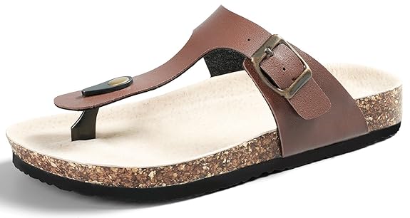 SANDALUP Sommer Damen Zehentrenner Sandalen Pantoletten Mit Korkfußbett