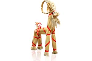 EVUPTU 16.1-inch Tall Swedish Straw-Woven Christmas Goat Yule Decoration forome Birthday Party Interior Outdoor Holiday Tradition Decor