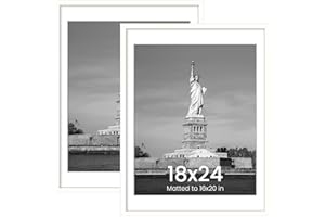 ENJOYBASICS 18x24 Picture Frame, Display Poster 16x20 with Mat or 18 x 24 Without Mat, Wall Gallery Photo Frames, White, 2 Pack
