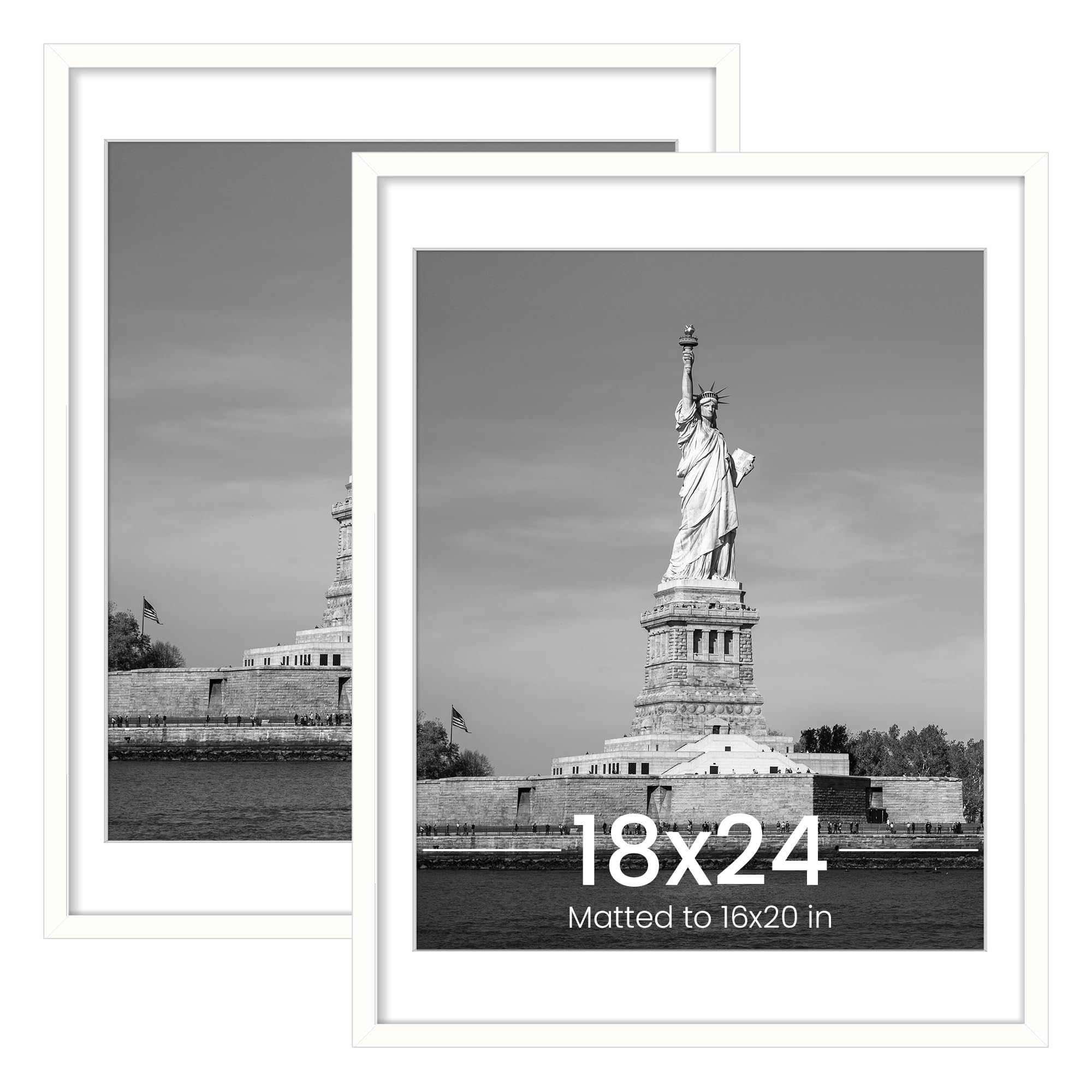 Photo 1 of ** FACTORY SEALED ** ENJOYBASICS 18x24 Picture Frame, Display Poster 16x20 with Mat or 18 x 24 Without Mat, Wall Gallery Photo Frames, White, 2 Pack